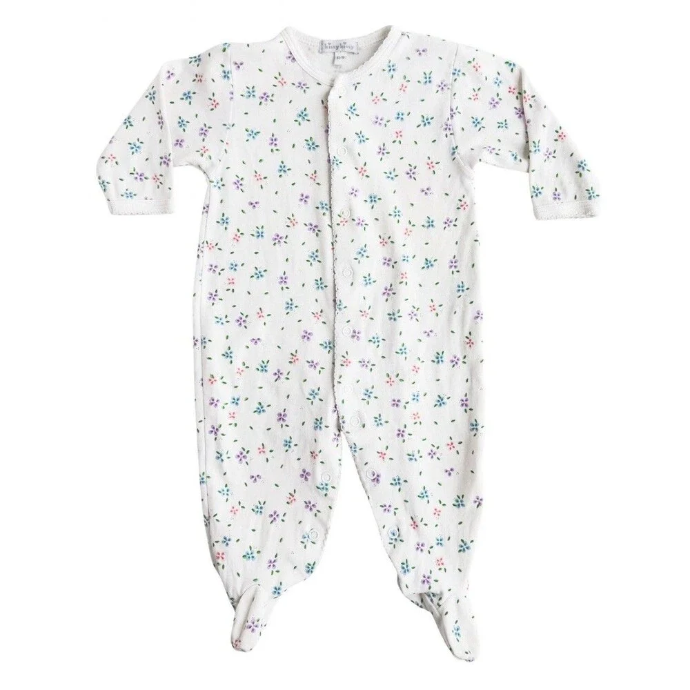 Kissy Kissy Baby Girl 6-9M Floral Pima Cotton Footie Sleeper White Pink